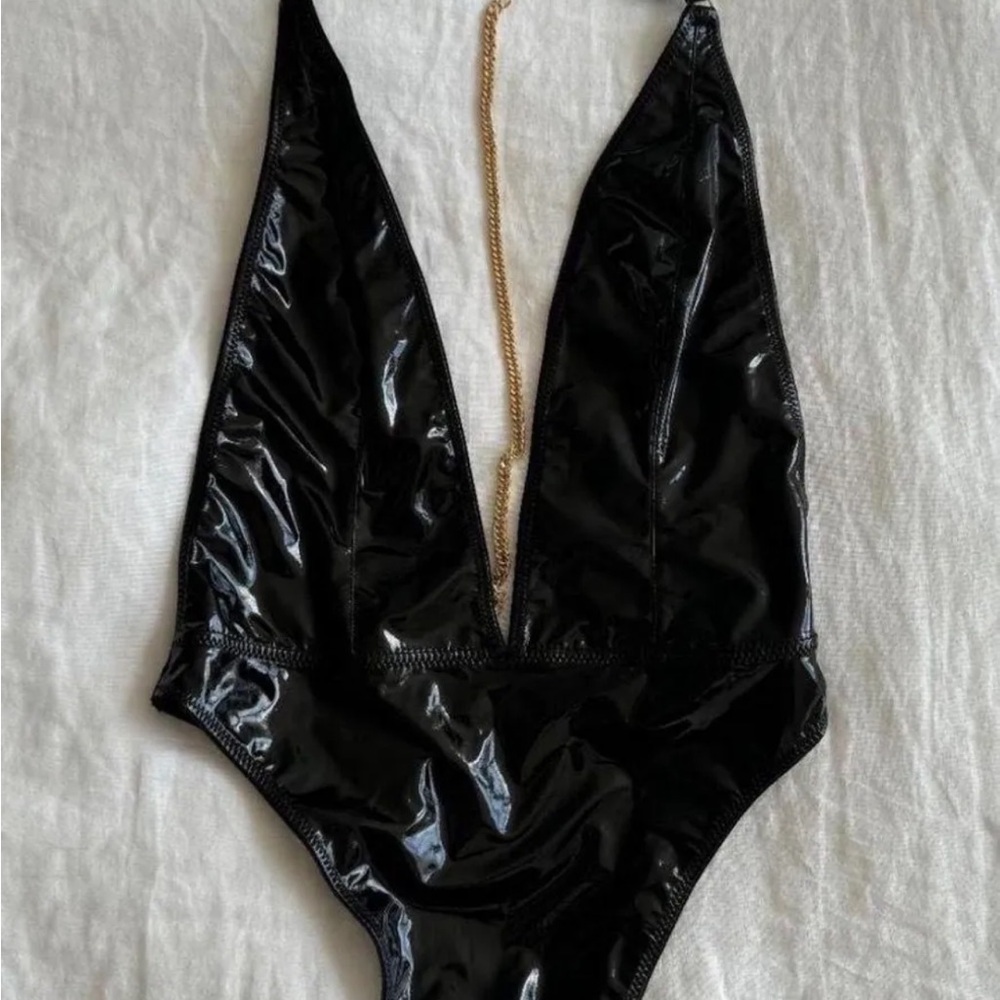 Black Latex Choker Bodysuit